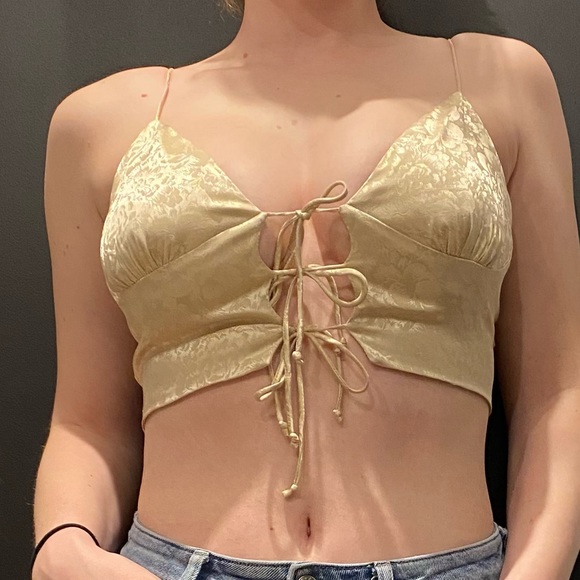 Nova Vintage Demi Satin Bralette Top - Nude As Seen on Addison Rae - Picture 2 of 3